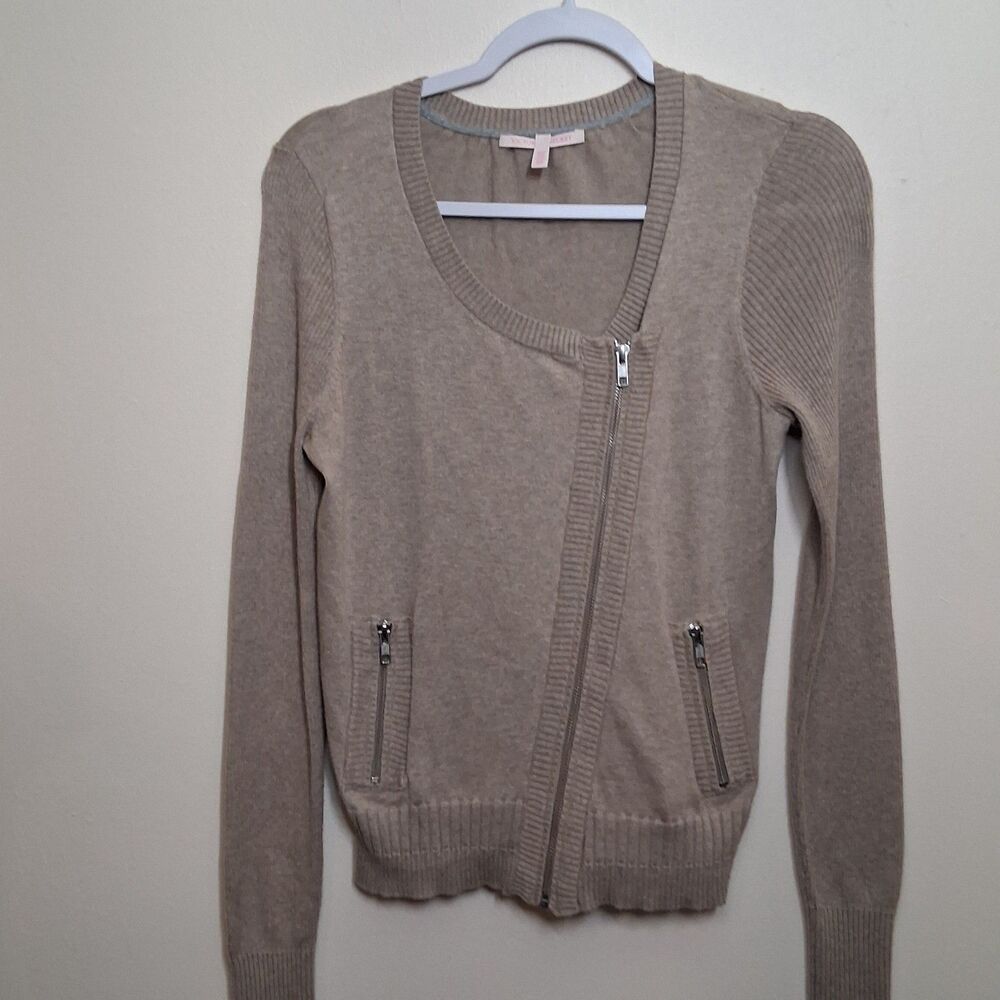 Victoria's Secret Knit Zip Sweater Cotton Cashmere Small Diagonal - Picture 2 of 12